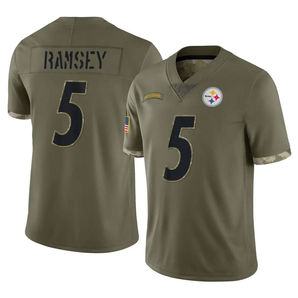 P.Steelers #5 Jalen Ramsey Player Olive Limited Salute To Service Home Game Ldoa Stitched Jerseys