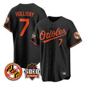 B.Orioles #7 Jackson Holliday Player Black 30th Anniversary of 2131 Home Game Ldoa Stitched Jerseys