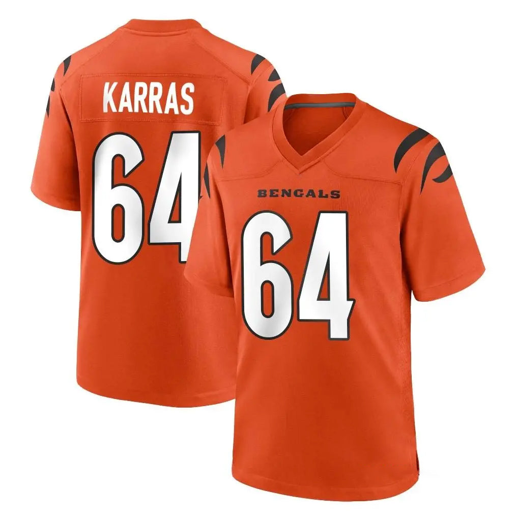 C.Bengals #64 Ted Karras Player Orange Home Game Ldoa Stitched Jerseys