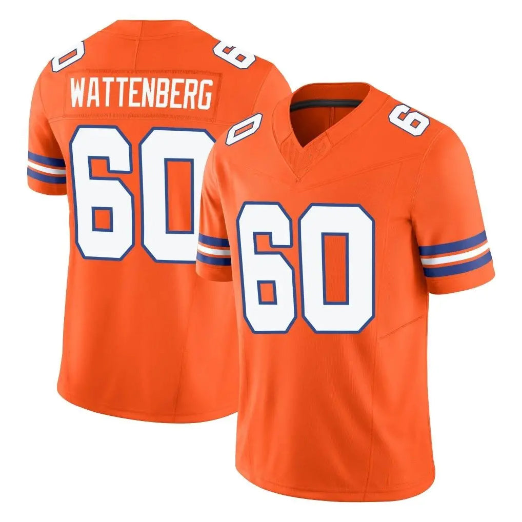 D.Broncos #60 Luke Wattenberg Player Orange Limited Alternate Vapor F.U.S.E. Throwback Game Ldoa Stitched Jerseys