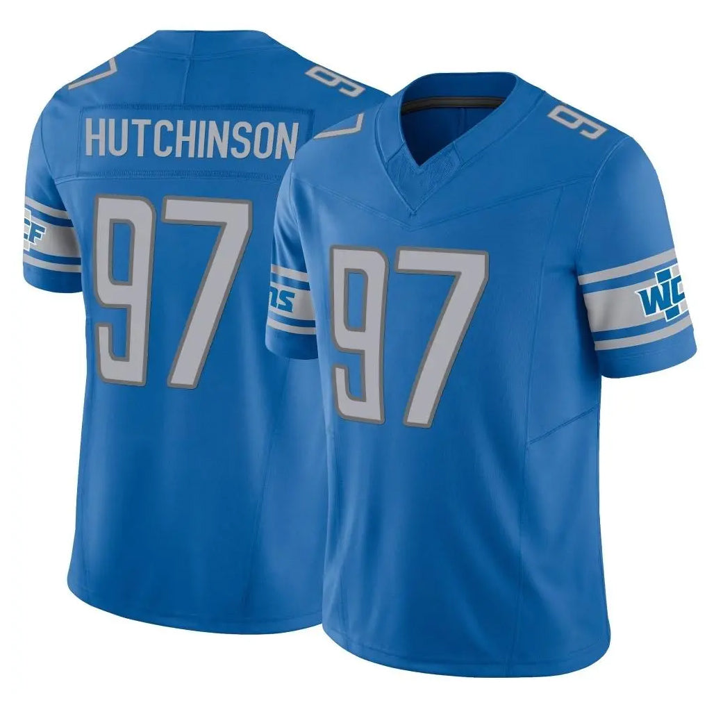 D.Lions #97 Aidan Hutchinson Player Blue Vapor F.U.S.E. Limited Home Game Ldoa Stitched Jerseys