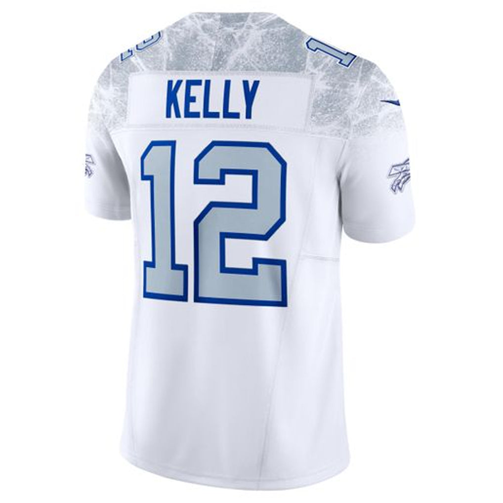 B.Bills #12 Jim Kelly Player White Rivalries Collection Limited Ldoa Stitched Jerseys