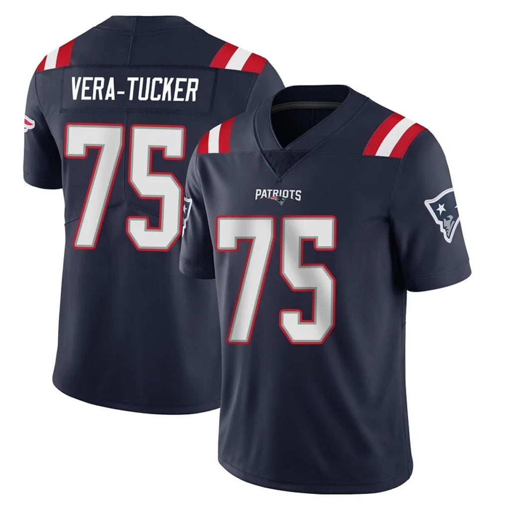 NE.Patriots #75 Alijah Vera-Tucker Player Navy Vapor Untouchable Home Game Ldoa Stitched Jerseys