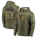 A.Falcons #63 Chris Lindstrom Player Olive Salute to Service Club Fleece Hoodie Ldoa Stitched Jerseys