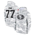 SF.49ers #77 Dominick Puni Player Arctic Camo Limited Salute to Service Pullover Hoodies Game Ldoa Stitched Jerseys