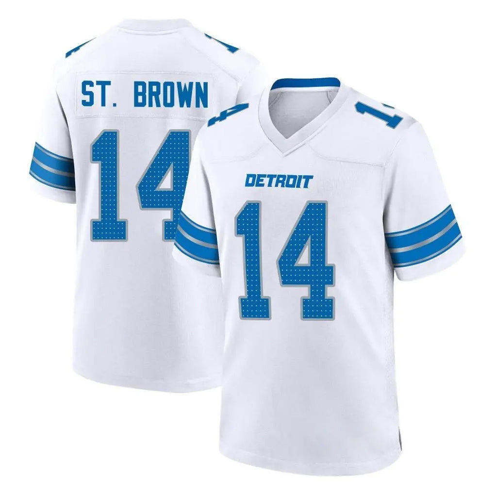 D.Lions #14 Amon-Ra St. Brown Player White Alternate Home Game Ldoa Stitched Jerseys