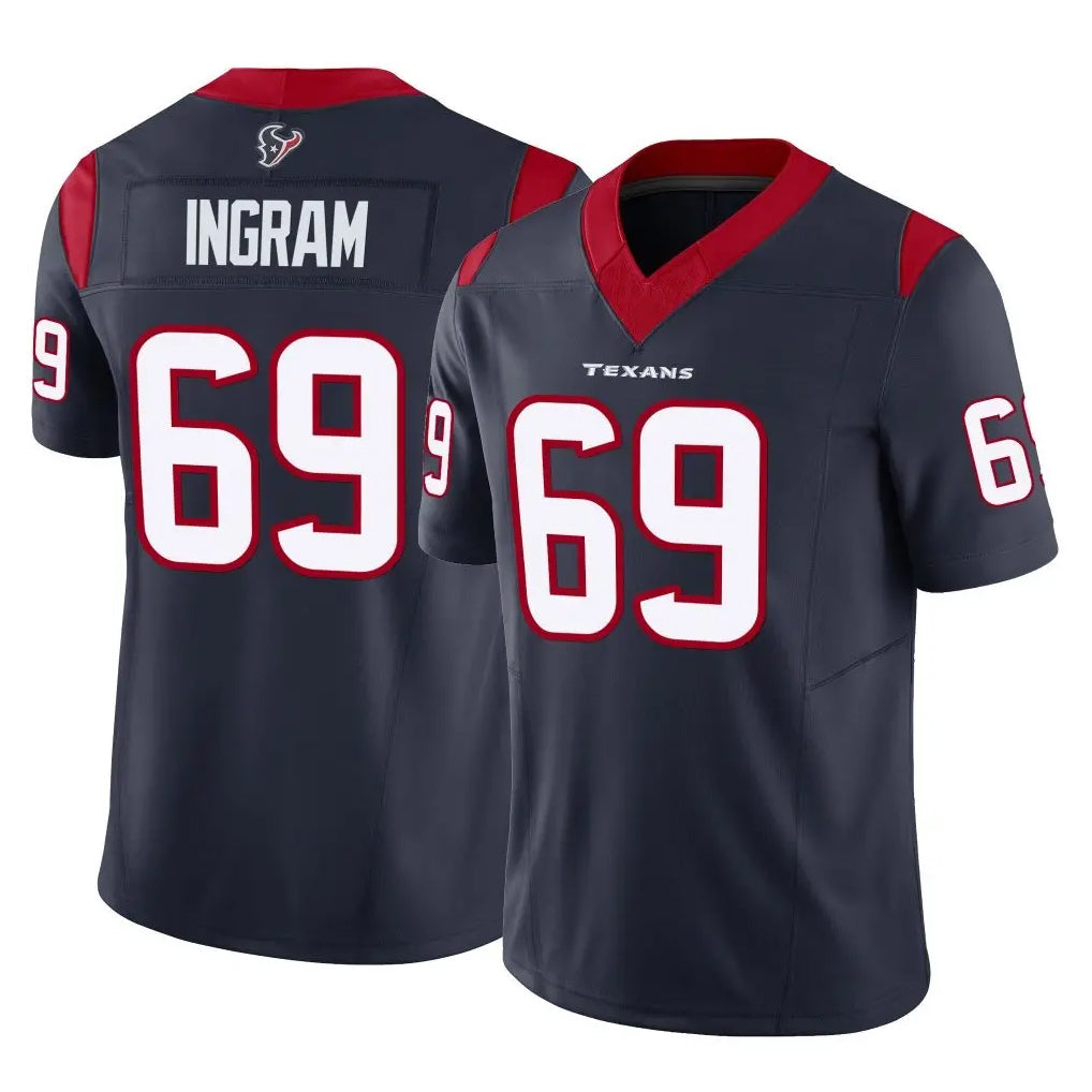 H.Texans #69 Ed Ingram Player Navy Limited Vapor F.U.S.E. Home Game Ldoa Stitched Jerseys