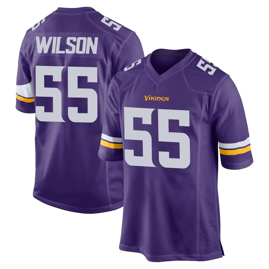 M.Vikings #55 Eric Wilson Player Purple Home Game Ldoa Stitched Jerseys