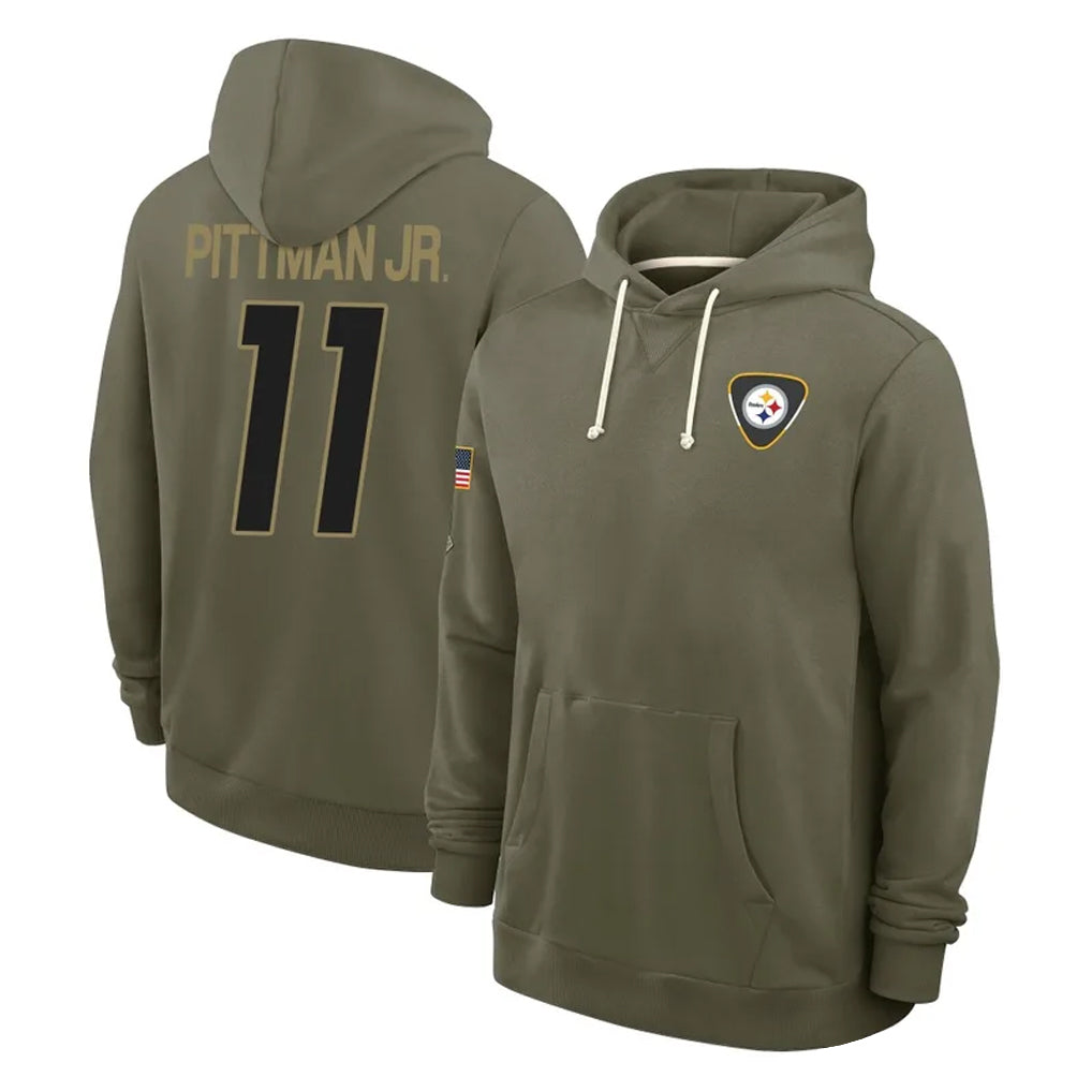 P.Steelers #11 Michael Pittman Jr. Player Olive Salute to Service Pullover Hoodies Limited Ldoa Stitched Jerseys