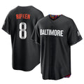 B.Orioles #8 Cal Ripken Player Black City Connect Home Game Ldoa Stitched Jerseys