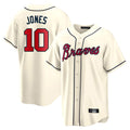 A.Braves #10 Chipper Jones Player Cream Home Game Ldoa Stitched Jerseys