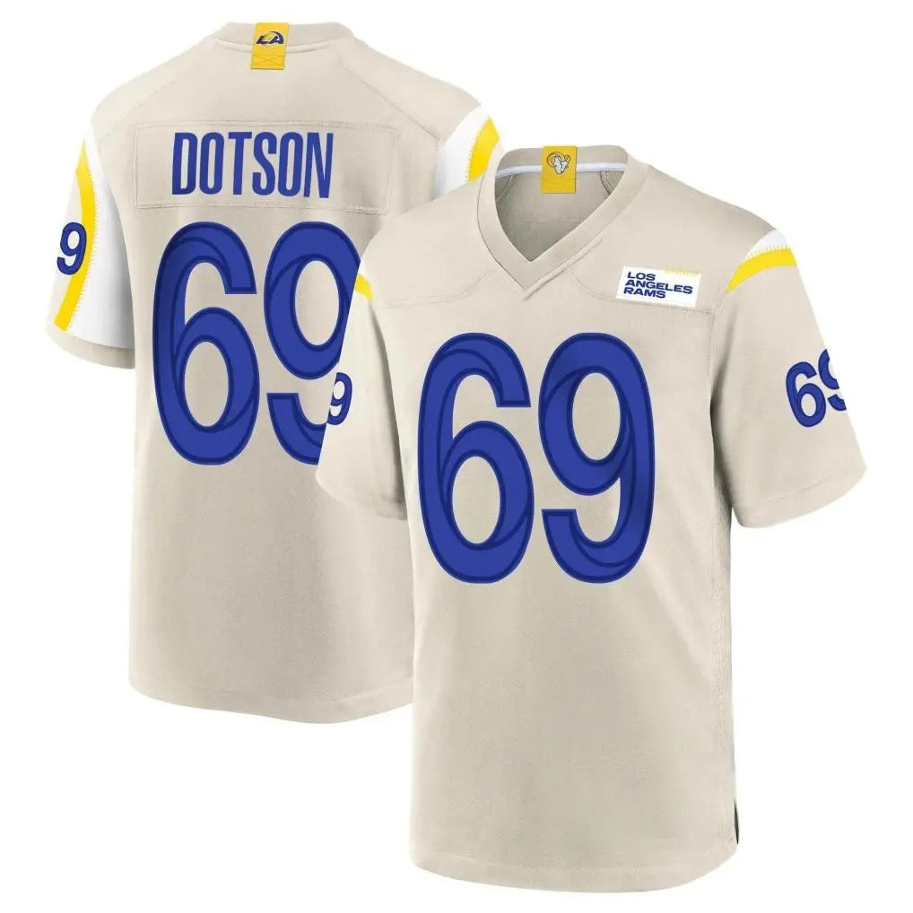 LA.Rams #69 Kevin Dotson Player Bone Home Game Ldoa Stitched Jerseys
