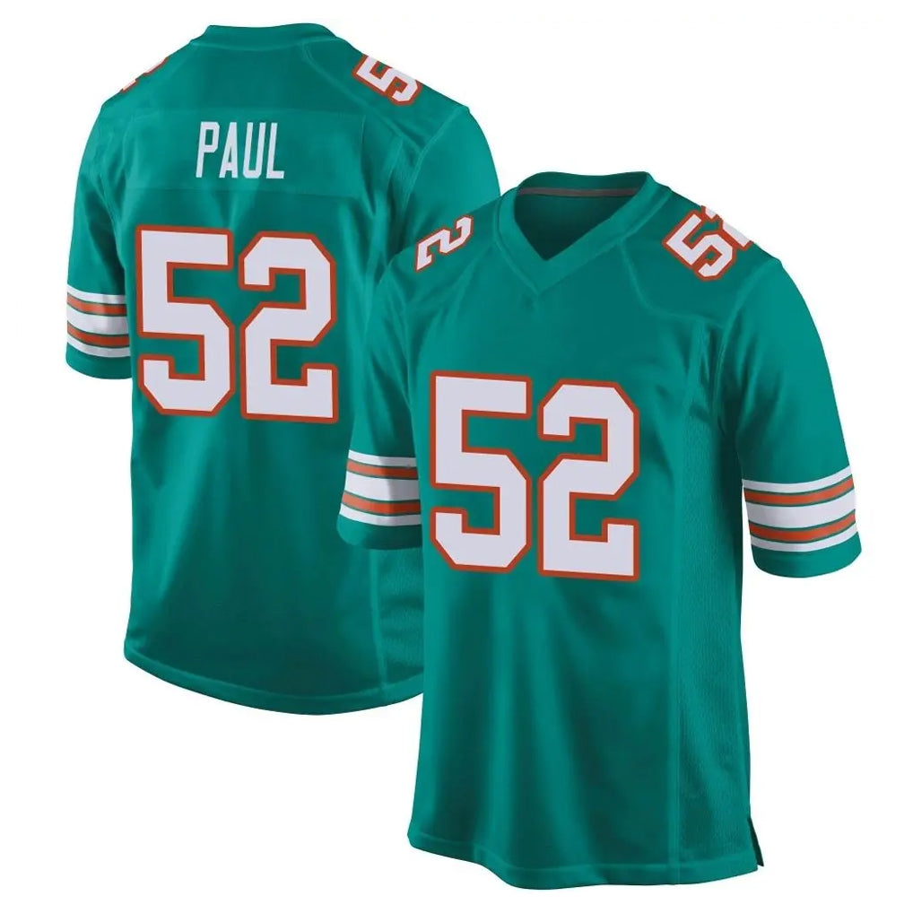 M.Dolphins #52 Patrick Paul Player Aqua Alternate Home Game Ldoa Stitched Jerseys