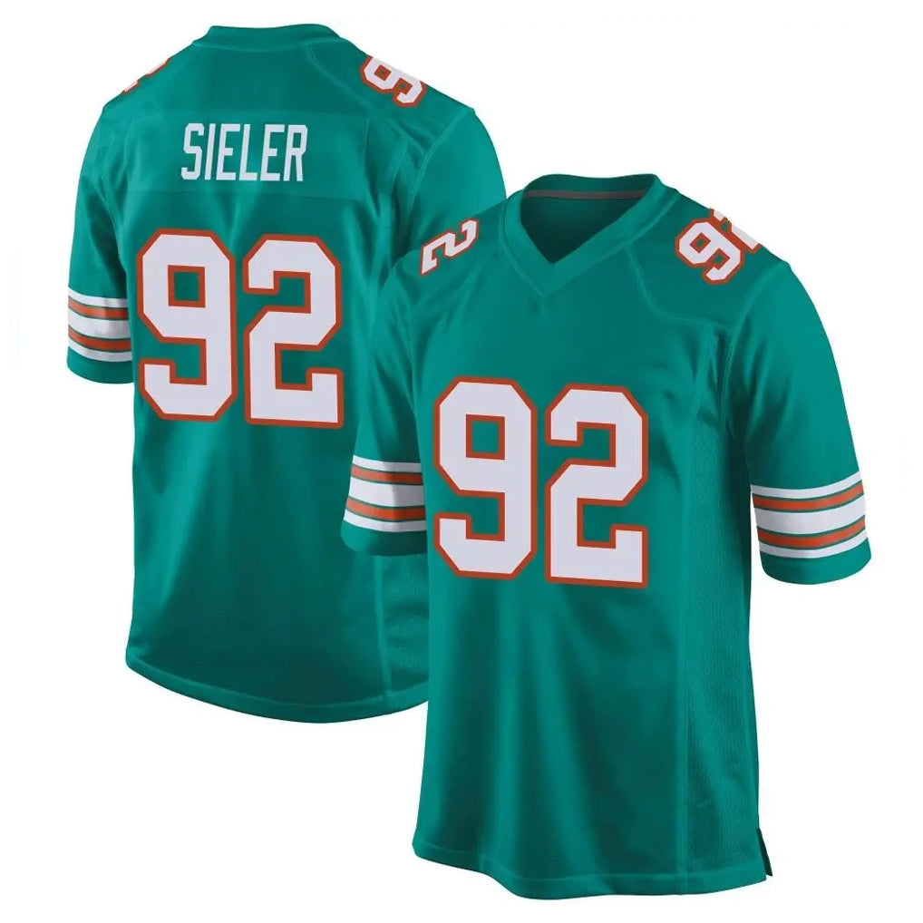 M.Dolphins #92 Zach Sieler Player Aqua Alternate Home Game Ldoa Stitched Jerseys