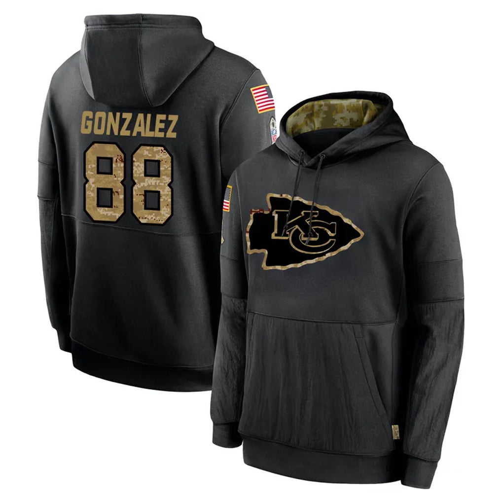 KC.Chiefs #88 Tony Gonzalez Player Black Salute to Service Hoodies Limited Game Ldoa Stitched Jerseys