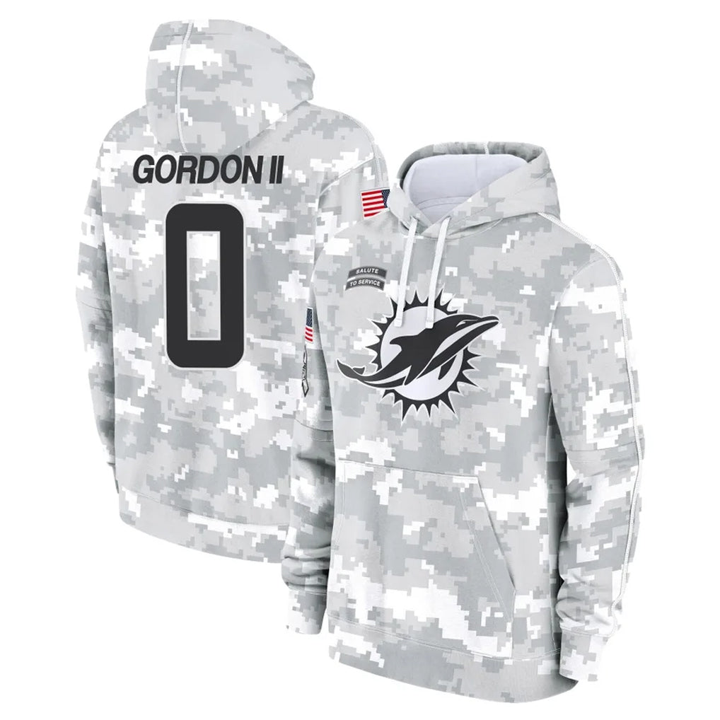 M.Dolphins #0 Ollie Gordon II Player Arctic Camo Salute to Service Hoodies Limited Game Ldoa Stitched Jerseys