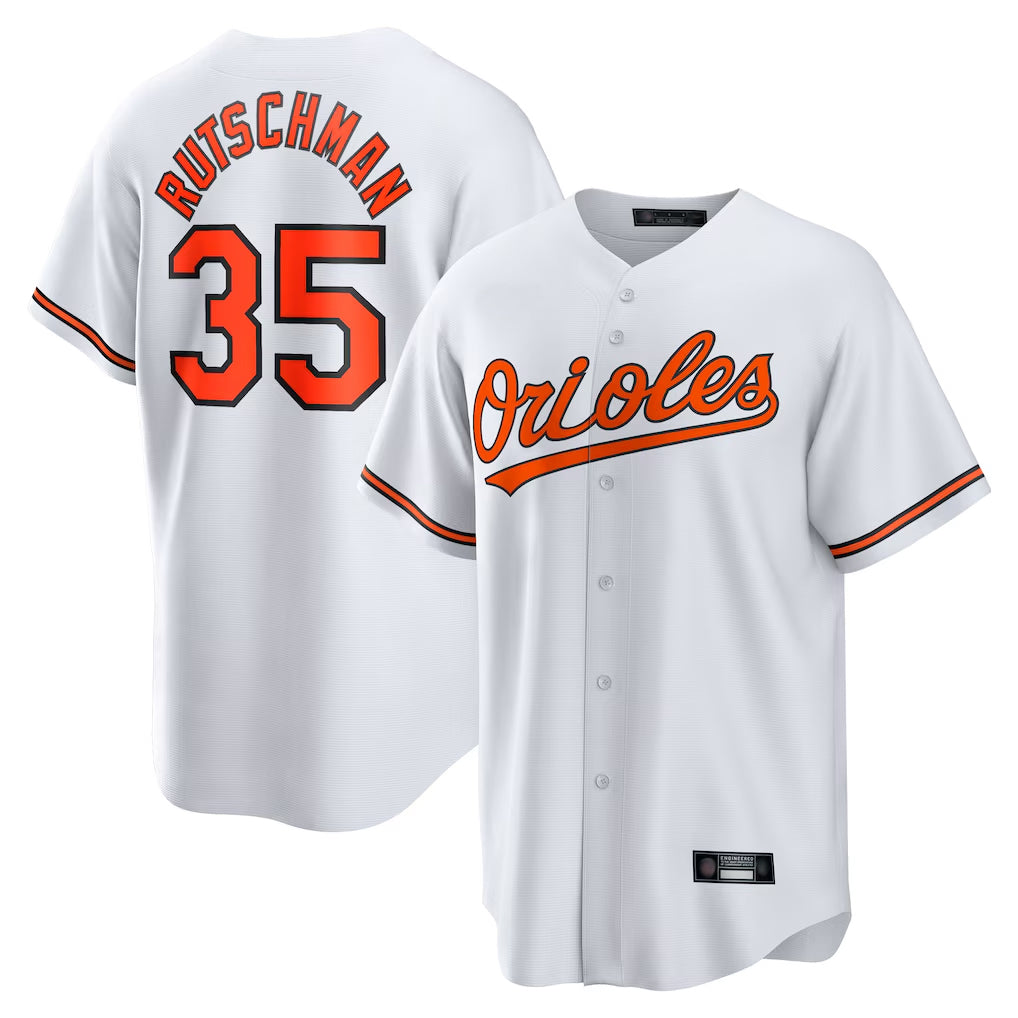 B.Orioles #35 Adley Rutschman Player White Home Game Ldoa Stitched Jerseys
