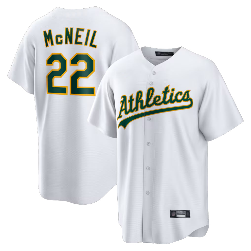 Athletics #22 Jeff McNeil Player White Home Game Ldoa Stitched Jerseys
