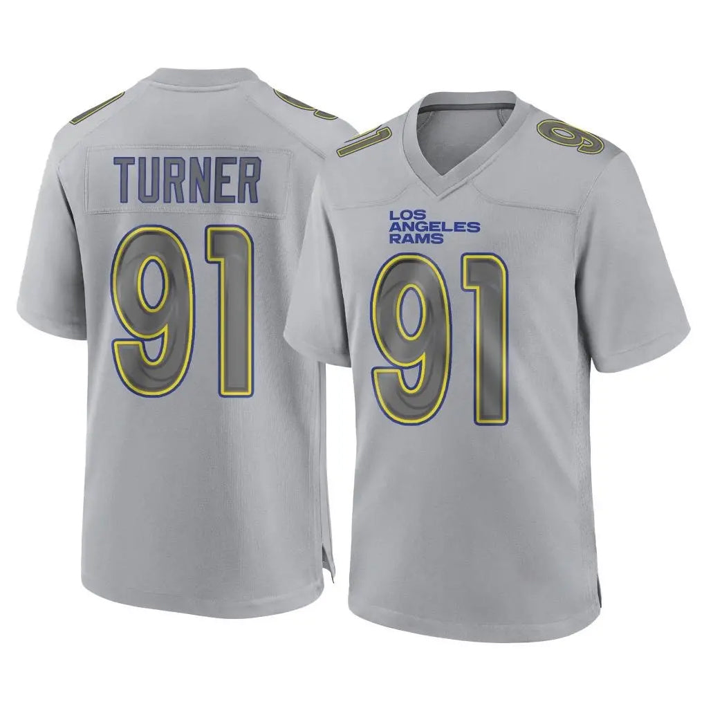 LA.Rams #91 Kobie Turner Player Gray Atmosphere Fashion Home Game Ldoa Stitched Jerseys