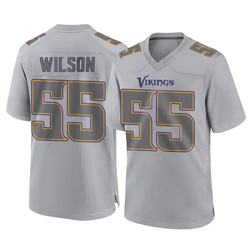 M.Vikings #55 Eric Wilson Player Gray Atmosphere Fashion Home Game Ldoa Stitched Jerseys