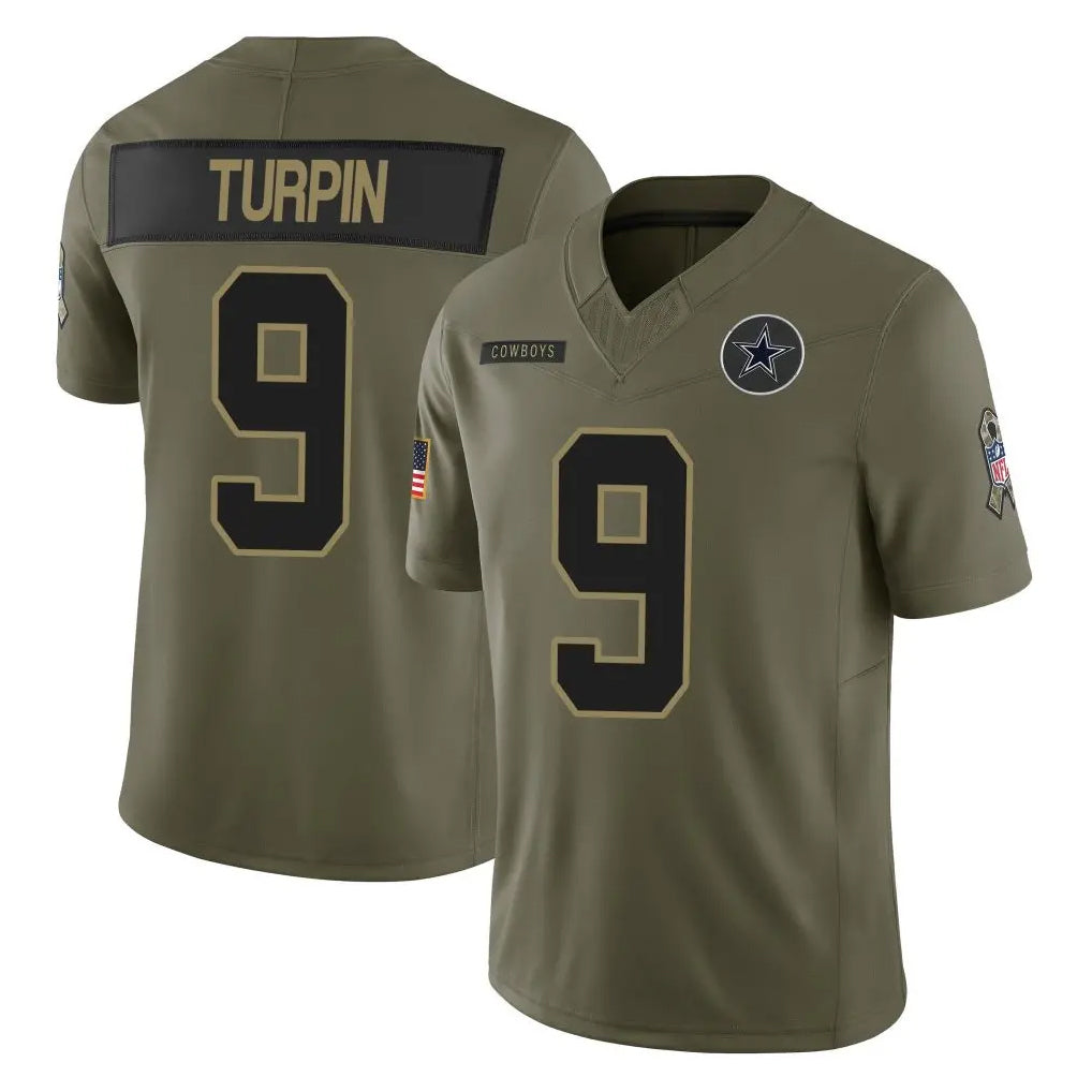 D.Cowboys #9 KaVontae Turpin Player Olive 2025 Salute to Service Limited Home Game Ldoa Stitched Jerseys