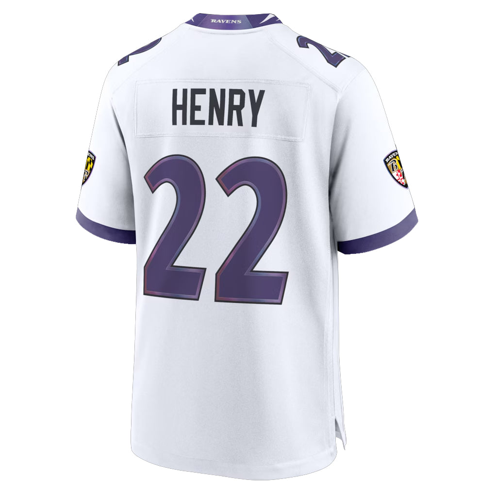 B.Ravens #22 Derrick Henry Player White Home Game Ldoa Stitched Jerseys