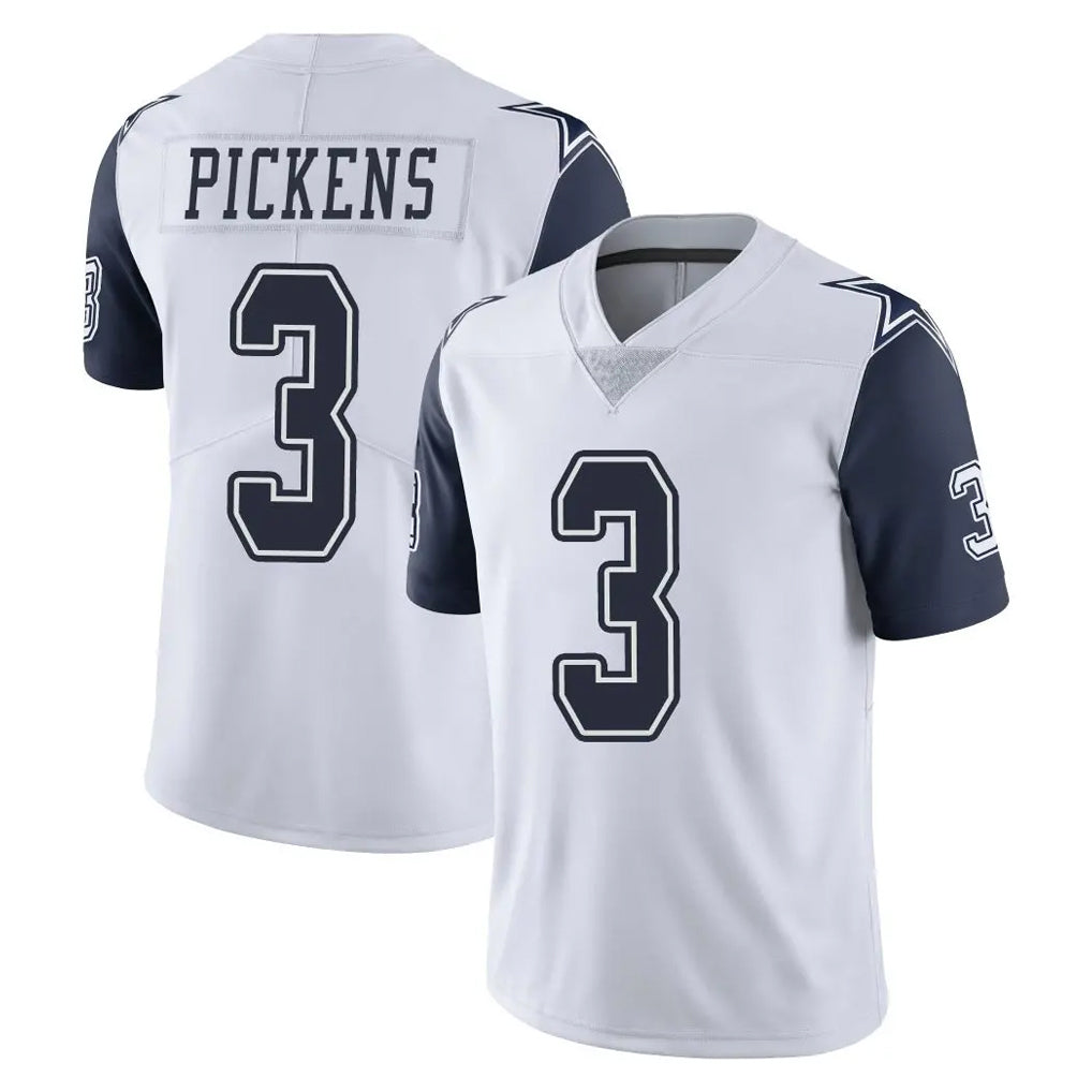 D.Cowboys #3 George Pickens Player White-Navy Limited Color Rush Vapor Untouchable Home Game Ldoa Stitched Jerseys
