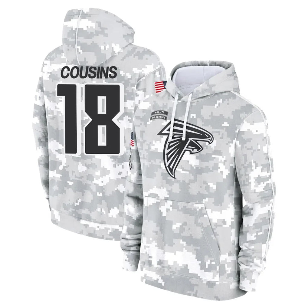 A.Falcons #18 Kirk Cousins Player Arctic Camo Salute to Service Limited Hoodie Ldoa Stitched Jerseys