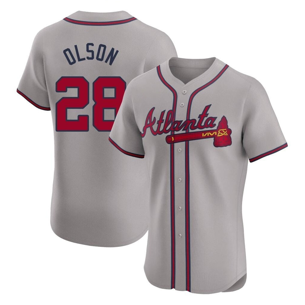 A.Braves #28 Matt Olson Player Gray Limited Elite Home Game Ldoa Stitched Jerseys