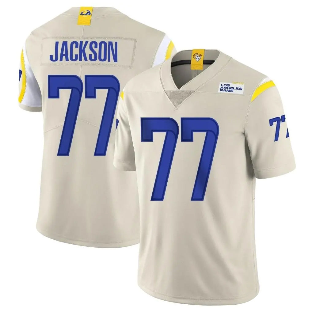 LA.Rams #77 Alaric Jackson Player Bone Limited Vapor Home Game Ldoa Stitched Jerseys