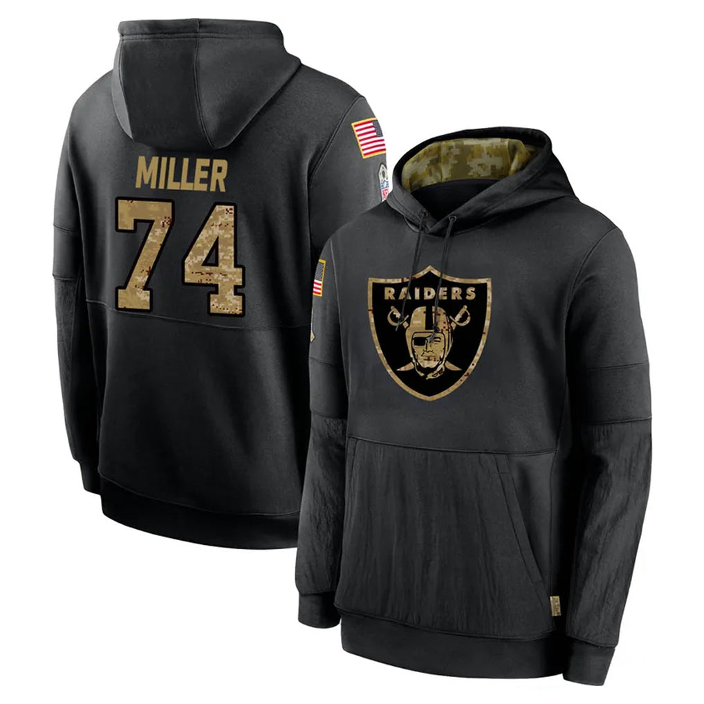 LV.Raiders #74 Kolton Miller Player Black Salute to Service Hoodies Limited Game Ldoa Stitched Jerseys