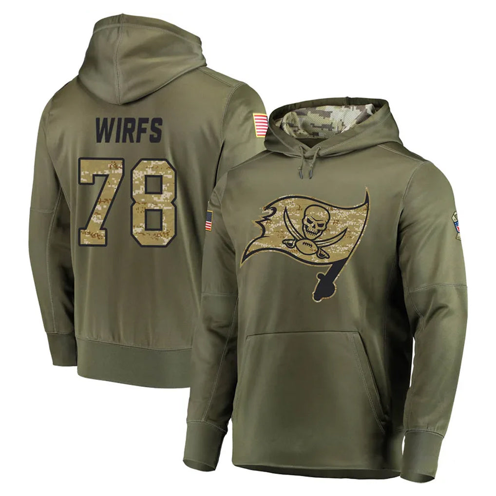 TB.Buccaneers #78 Tristan Wirfs Player Olive Salute to Service Pullover Hoodie Home Game Ldoa Stitched Jerseys