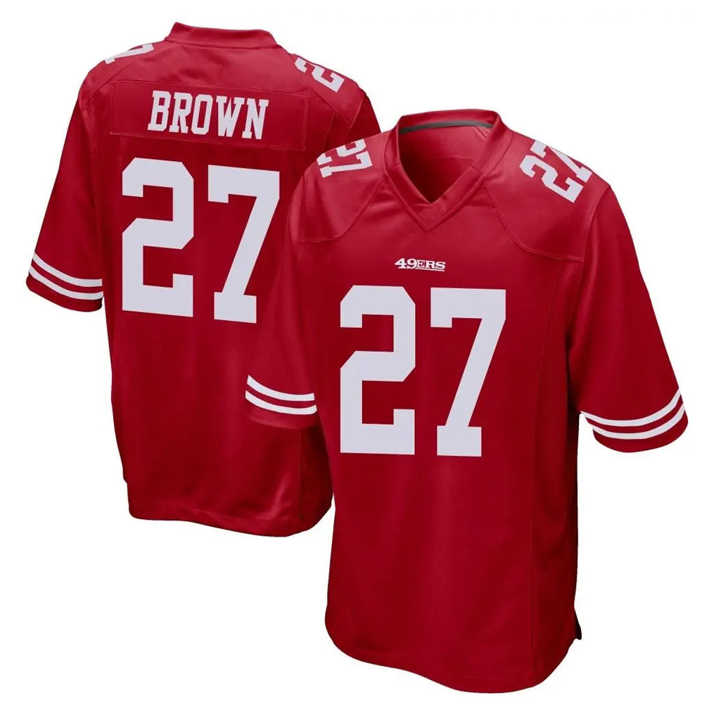 SF.49ers #27 Ji'Ayir Brown Player Red Home Game Ldoa Stitched Jerseys