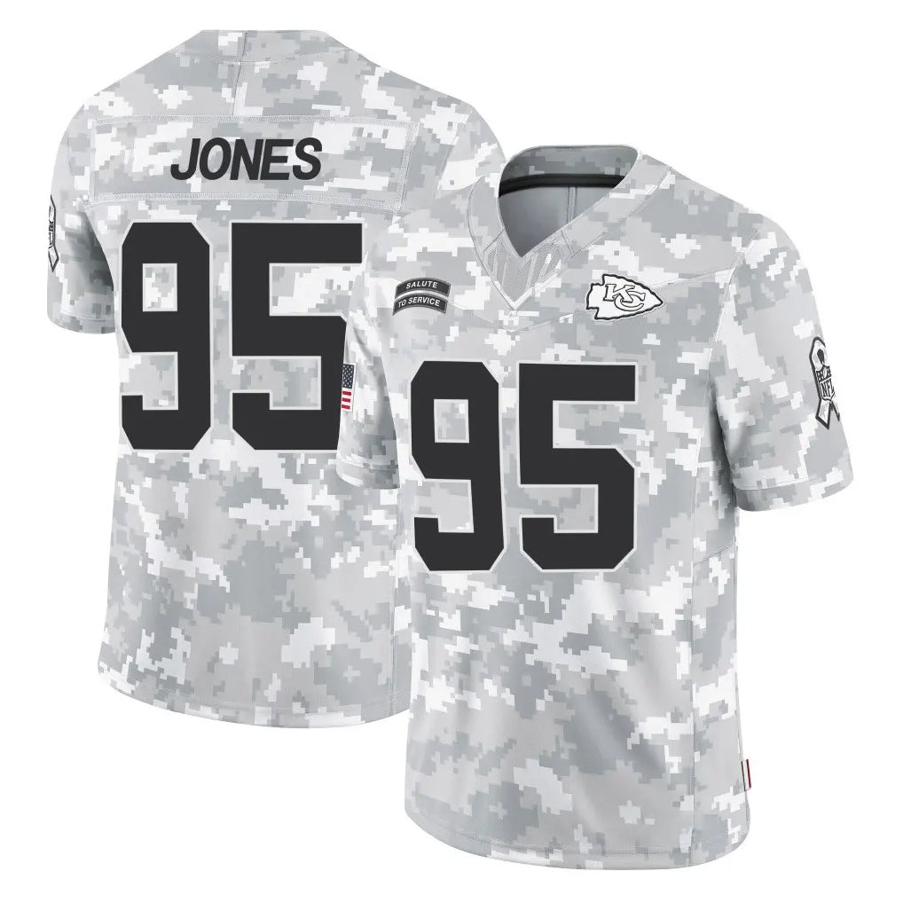 KC.Chiefs #95 Chris Jones Player Arctic Camo Salute To Service Limited Game Ldoa Stitched Jerseys