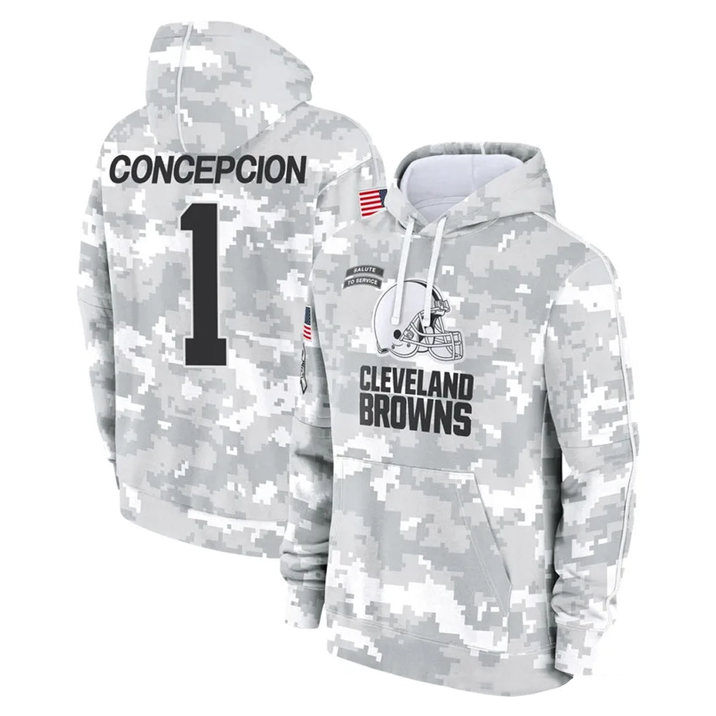 C.Browns #1 KC Concepcion Player Arctic Camo Salute to Service Hoodies Limited Game Ldoa Stitched Jerseys
