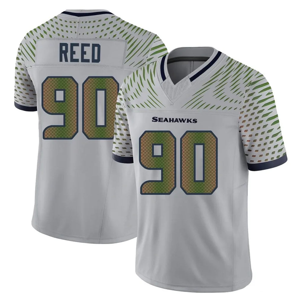 S.Seahawks #90 Jarran Reed Player Grey Limited 2025 Rivalries Collection Home Game Ldoa Stitched Jerseys