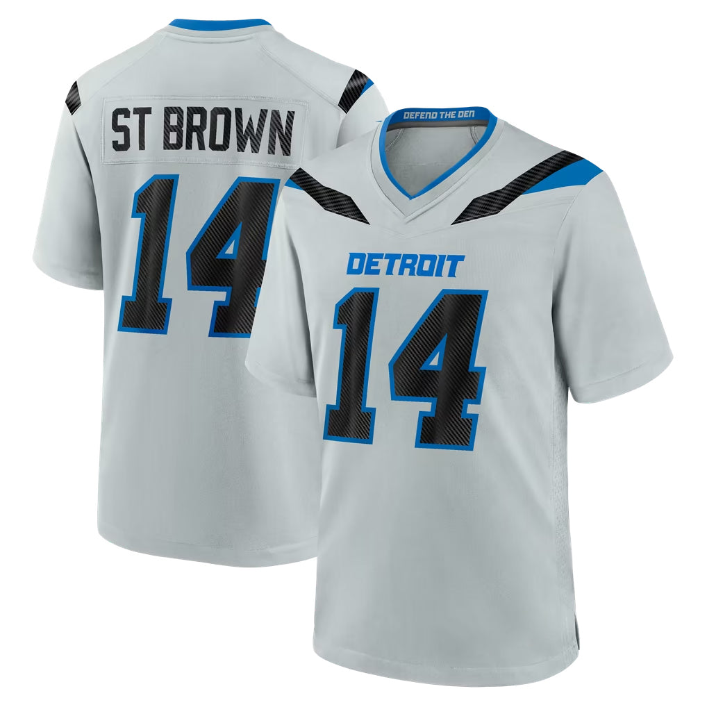 D.Lions #14 Amon-Ra St. Brown Player Silver 2026 Rivalries Collection Home Game Ldoa Stitched Jerseys