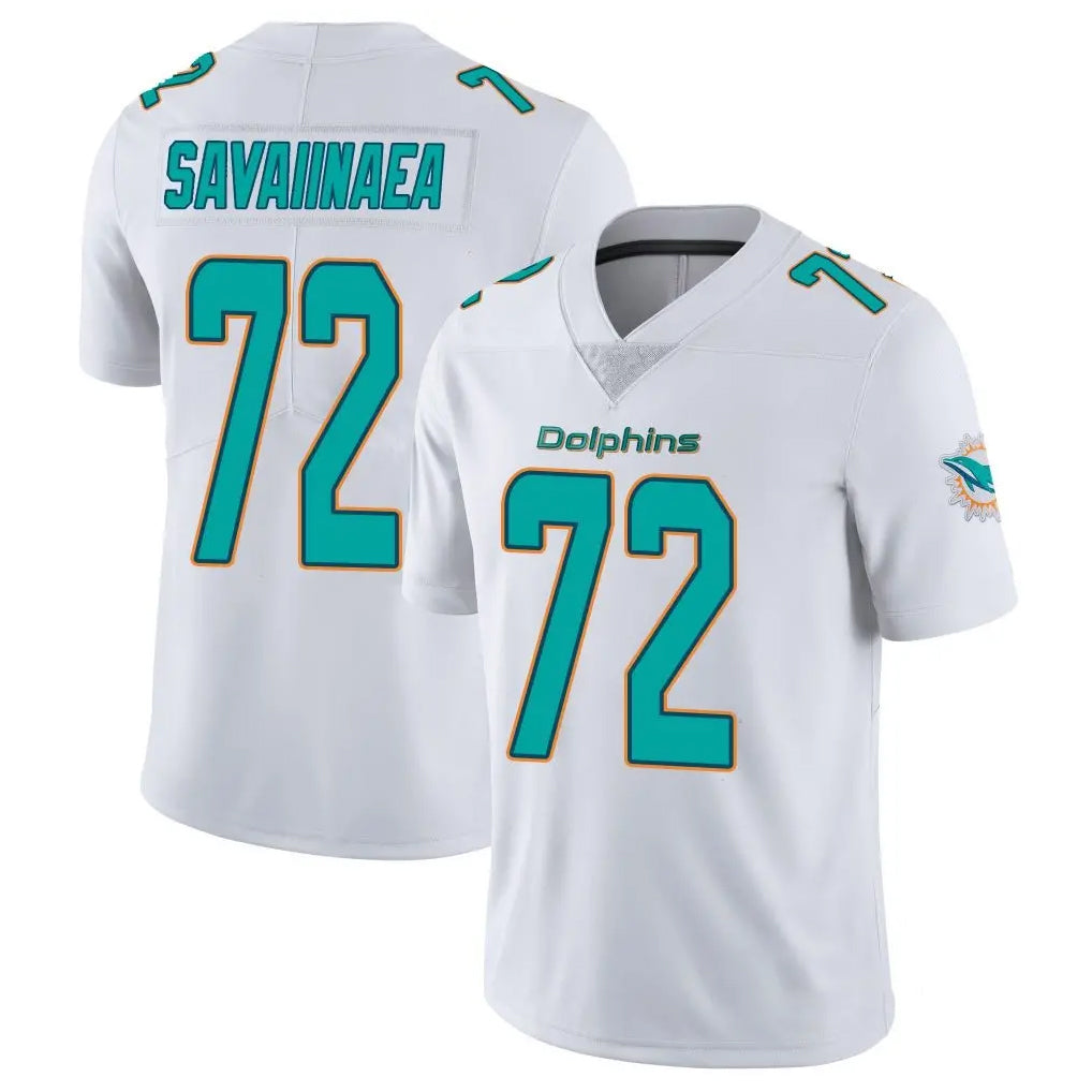 M.Dolphins #72 Jonah Savaiinaea Player White Limited Vapor Untouchable Home Game Ldoa Stitched Jerseys