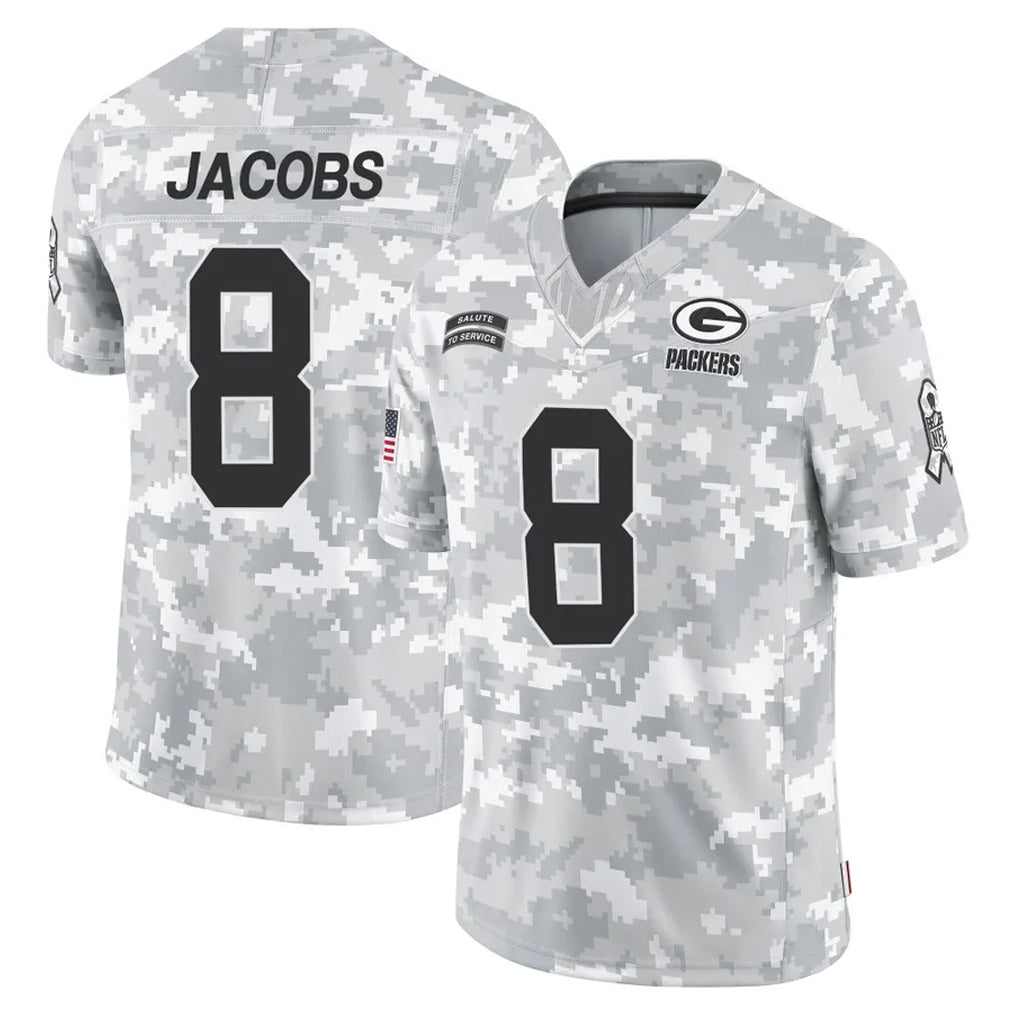 GB.Packers #8 Josh Jacobs Player Arctic Camo Salute To Service Limited Ldoa Stitched Jerseys