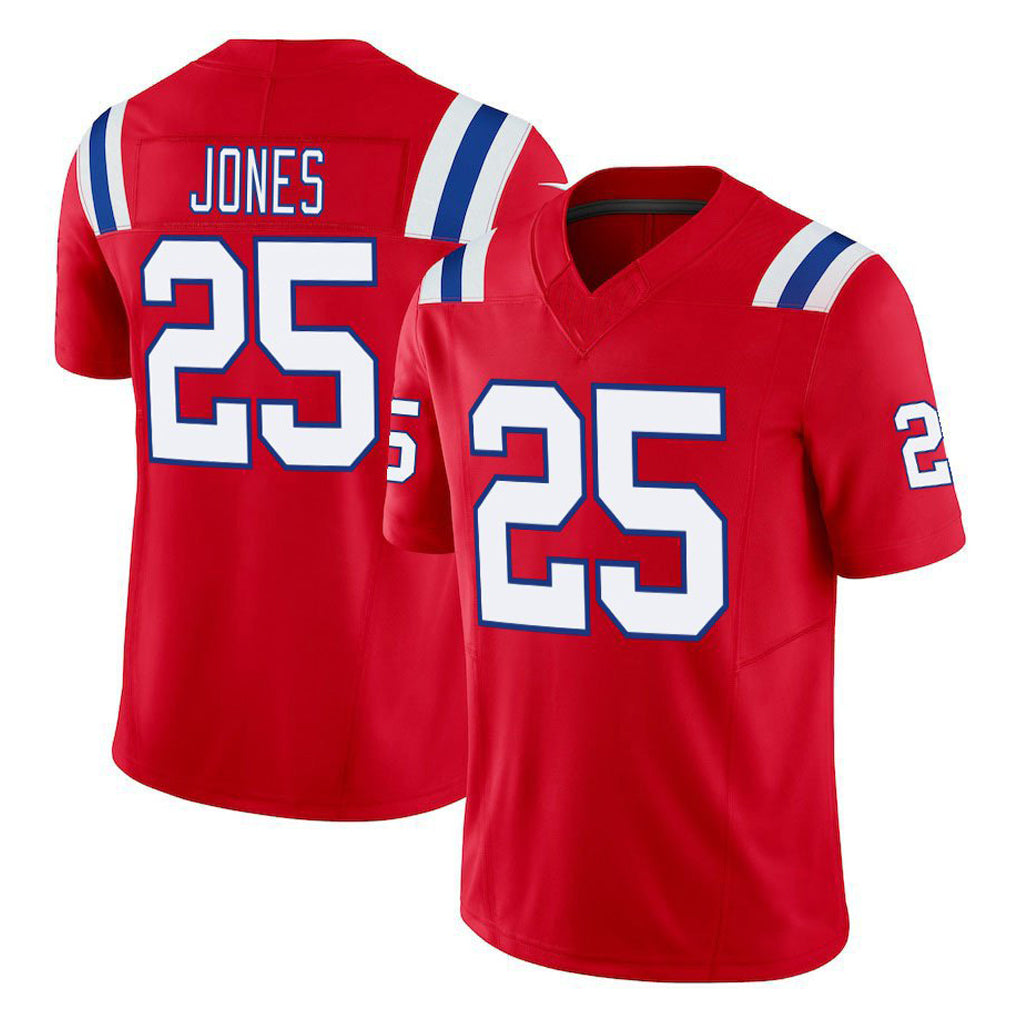 NE.Patriots #25 Marcus Jones Player Red Limited Vapor F.U.S.E. Home Game Ldoa Stitched Jerseys