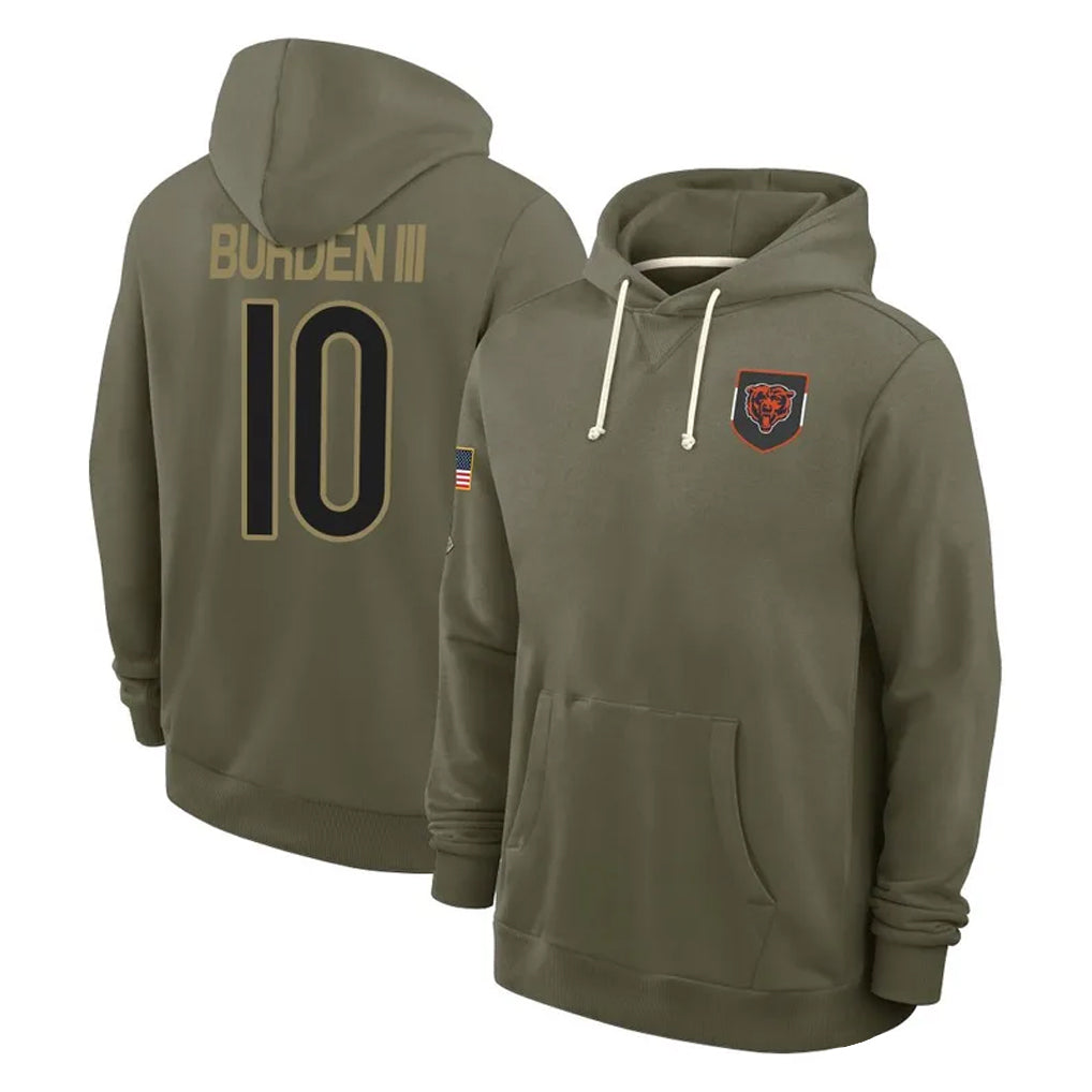 C.Bears #10 Luther Burden III Player Olive Salute to Service Pullover Hoodies Limited Ldoa Stitched Jerseys