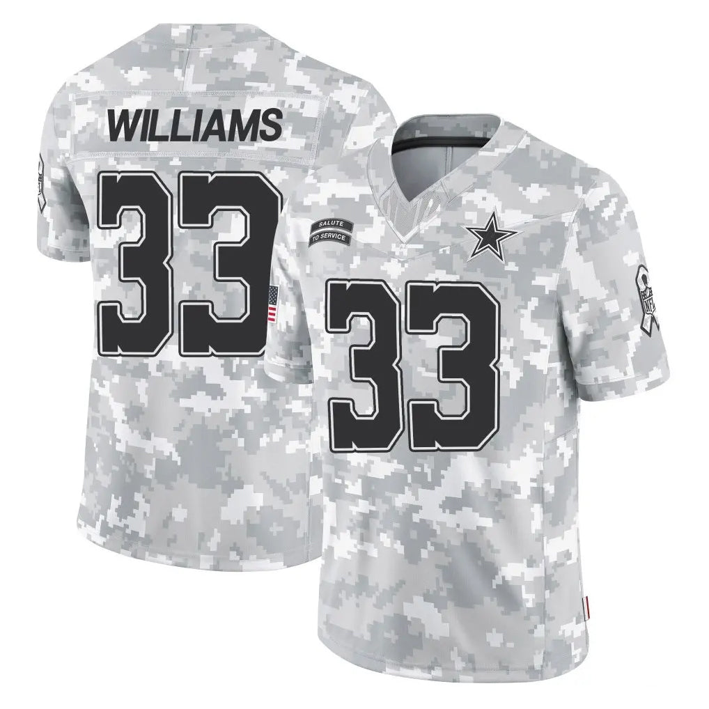 D.Cowboys #33 Javonte Williams Player Arctic Camo Salute to Service Limited Home Game Ldoa Stitched Jerseys