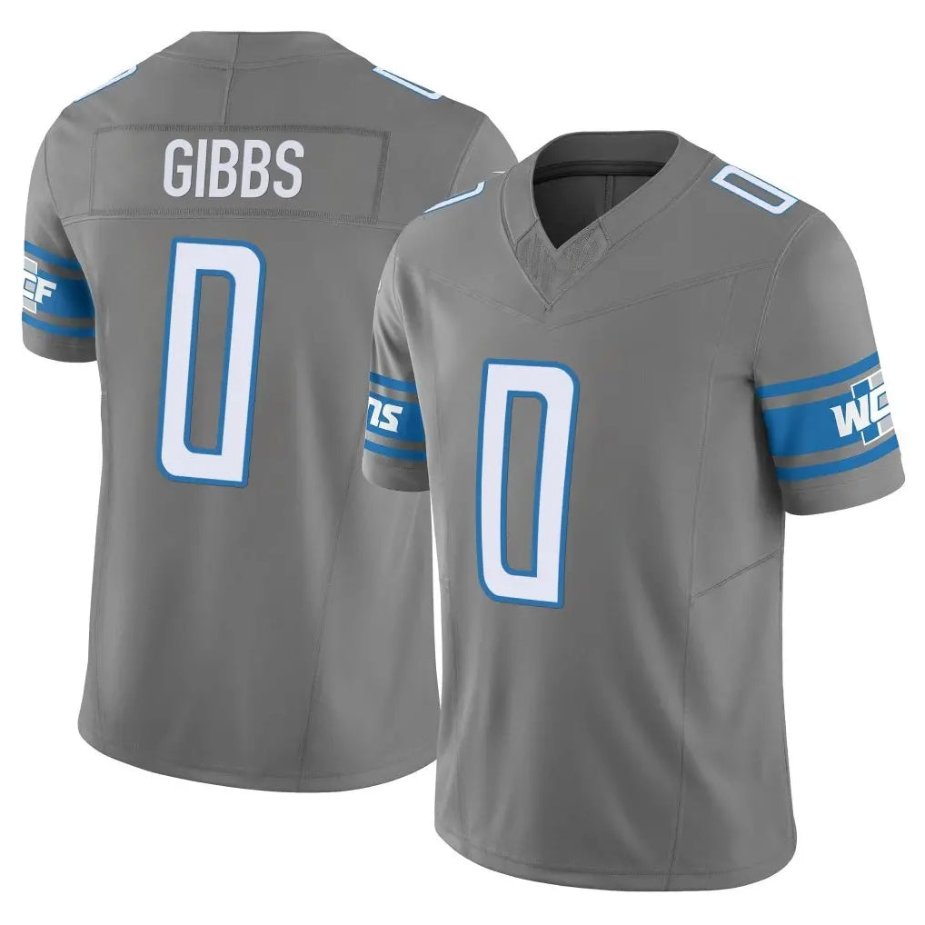 D.Lions #0 Jahmyr Gibbs Player Gray Vapor F.U.S.E. Limited Home Game Ldoa Stitched Jerseys
