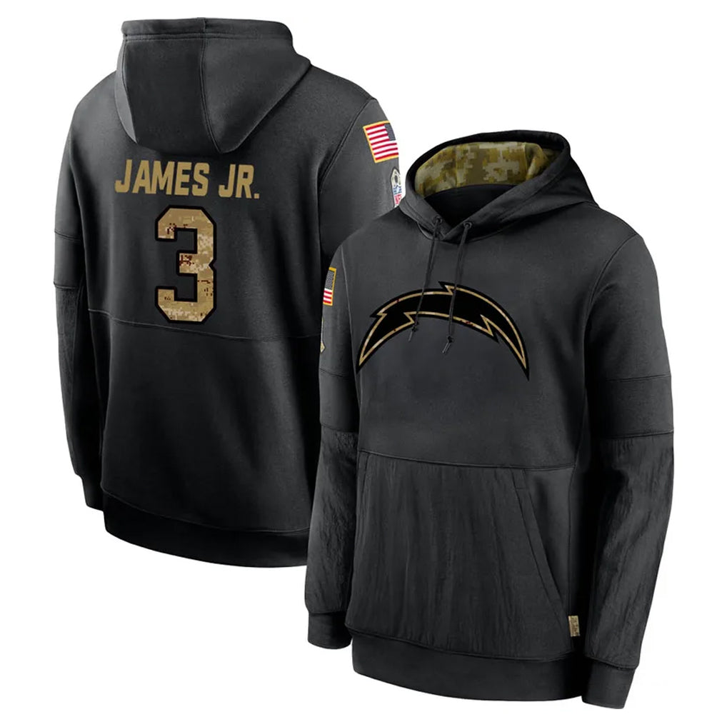 LA.Chargers #3 Derwin James Jr. Player Black Salute to Service Hoodies Limited Game Ldoa Stitched Jerseys