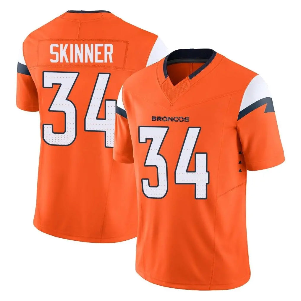 D.Broncos #34 JL Skinner Player Orange Vapor F.U.S.E. Limited Home Game Ldoa Stitched Jerseys