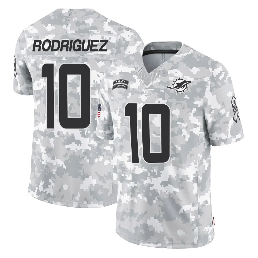 M.Dolphins #10 Jacob Rodriguez Player Arctic Camo Salute To Service Limited Game Ldoa Stitched Jerseys