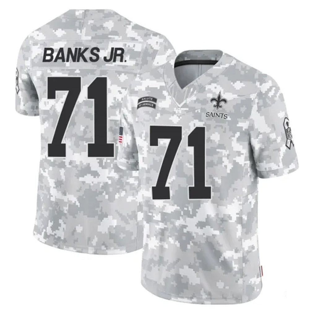 NO.Saints #71 Kelvin Banks Jr. Player Arctic Camo Salute To Service Limited Game Ldoa Stitched Jerseys