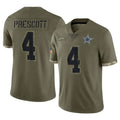 D.Cowboys #4 Dak Prescott Player Olive Salute to Service Limited Game Ldoa Stitched Jerseys