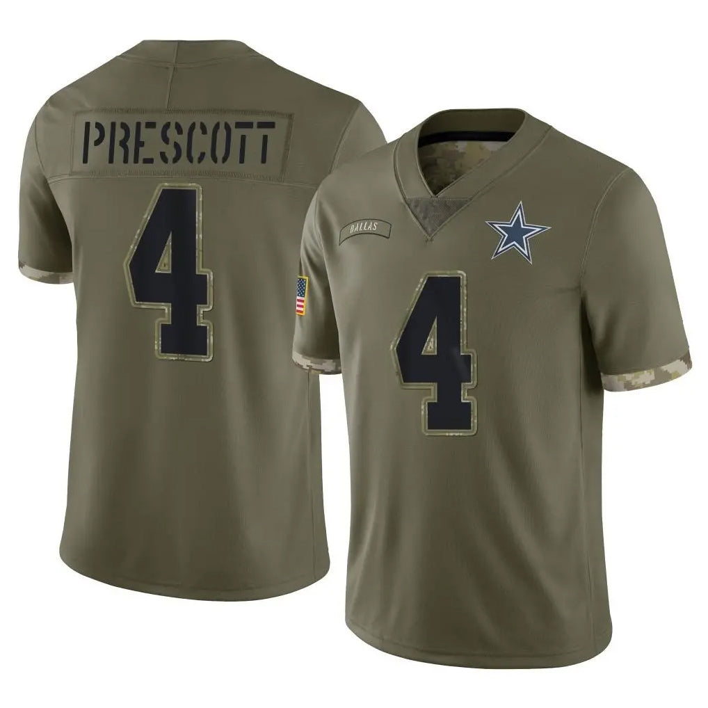 D.Cowboys #4 Dak Prescott Player Olive Salute to Service Limited Game Ldoa Stitched Jerseys