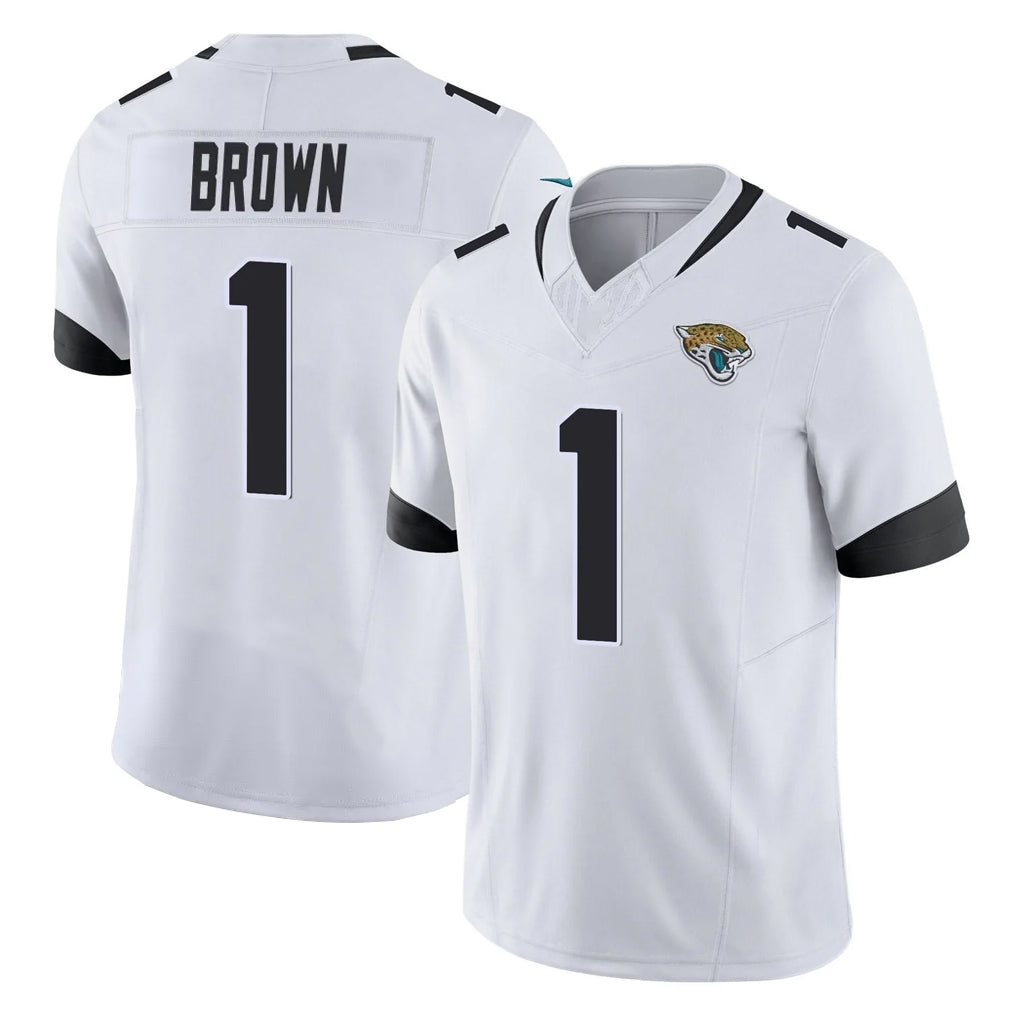 J.Jaguars #1 Montaric Brown Player White Vapor F.U.S.E. Limited Home Game Ldoa Stitched Jerseys